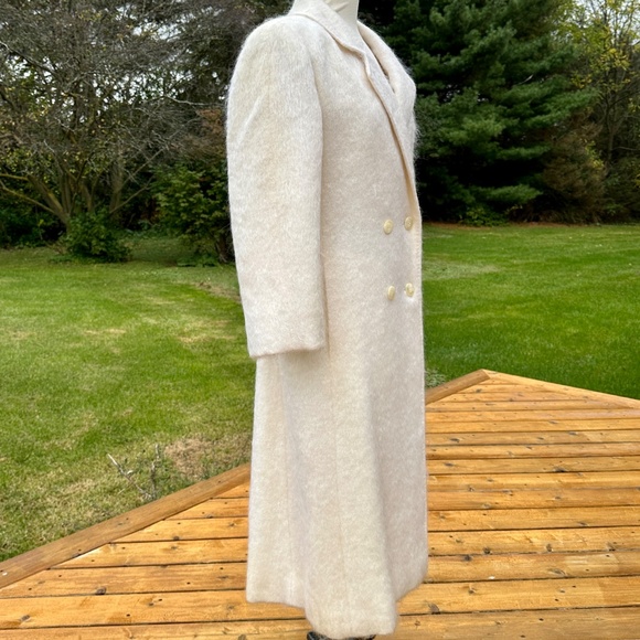 Vintage White Coat Mohair Midi Length Double Breasted by Emily Wetherby - Picture 10 of 12